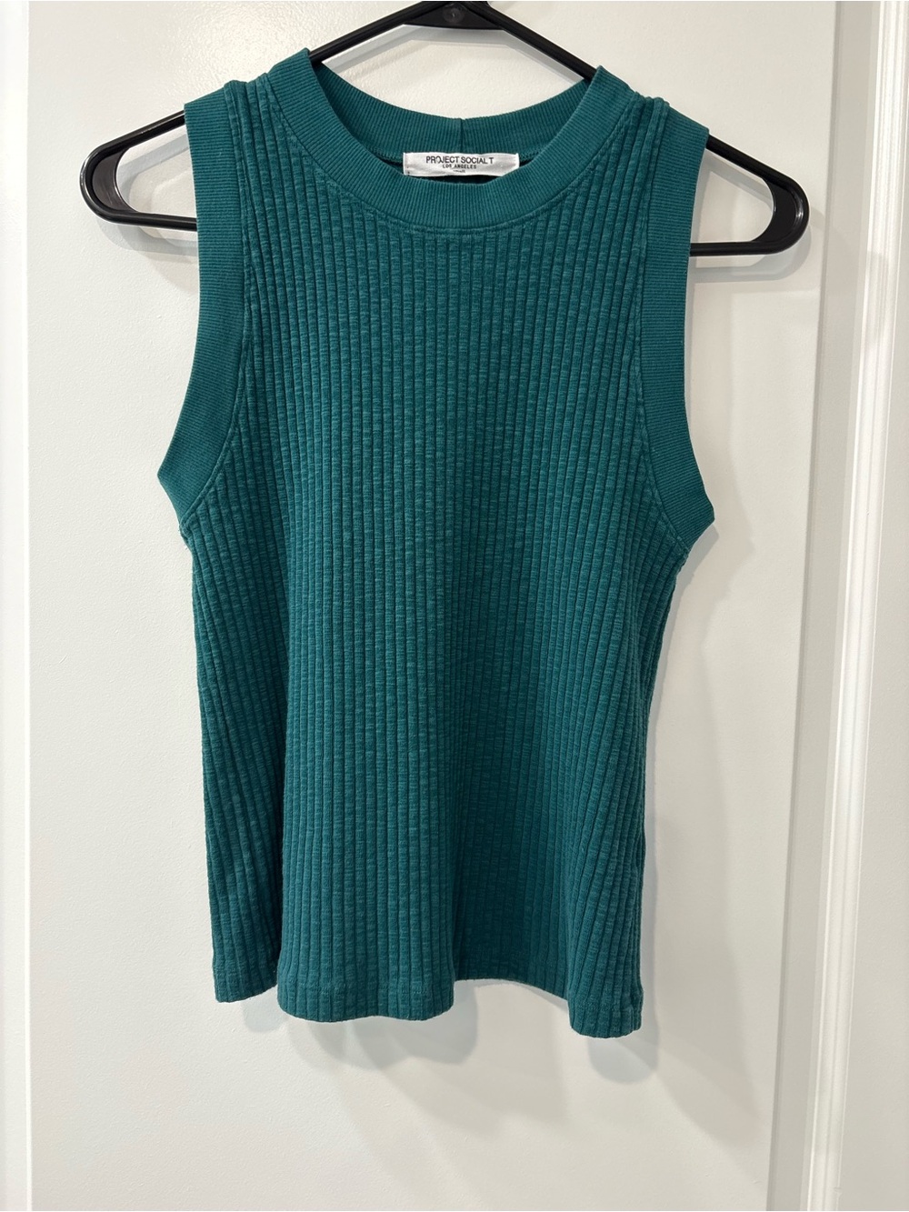 Project Social T Teal Ribbed Sleeveless Knit Tank